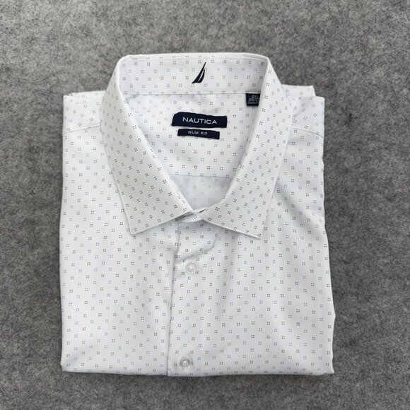 Nautica Men's Performance Dress Shirt, Slim Fit, White, 18-18.5 36/37, XXL NEW - Picture 11 of 12